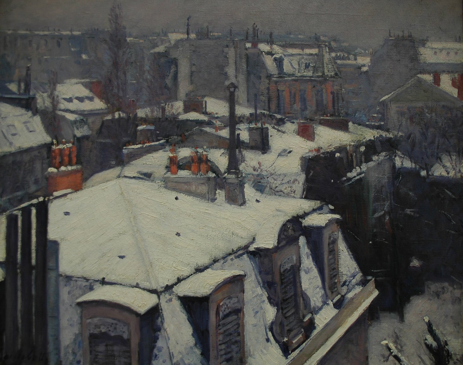 1600x1263 Rooftops In The Snow Chris De Dier - Paris Rooftops Painting