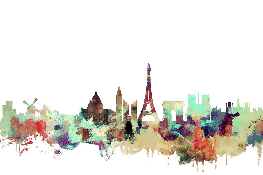 900x600 Paris Skyline Watercolor Painting By Dim Dom - Paris Skyline Painting