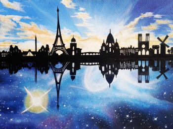 350x262 Artfido Buy Art Online Acrylic Painting Of The Paris Skyline - Paris Skyline Painting