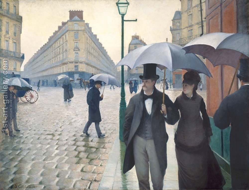 1000x763 Paris Street Rainy Weather 1877 Gustave Caillebotte Reproduction - Paris Street In Rainy Weather Painting