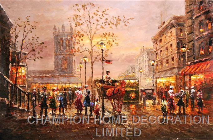 682x451 Impressionist Paris Street Scene Oil Painting Glass Painting - Paris Street Oil Painting