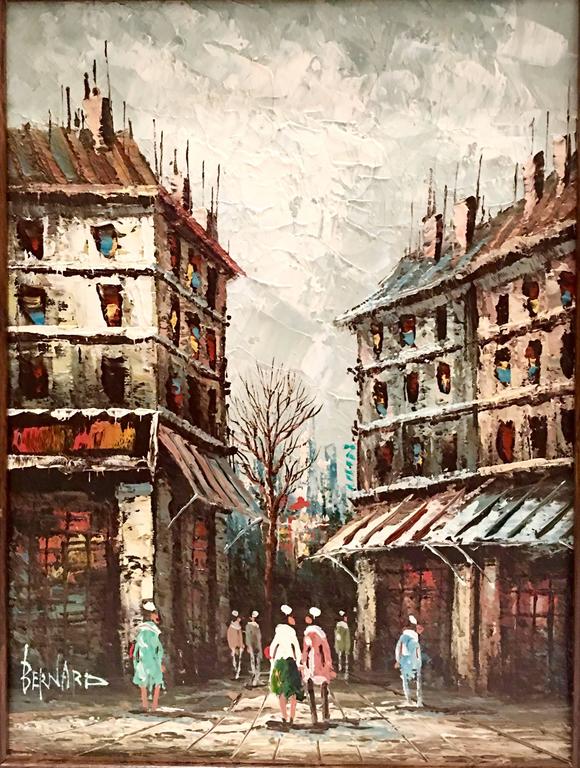 580x768 Mid Century Original Oil On Canvas Paris Street Scene Painting By - Paris Street Oil Painting