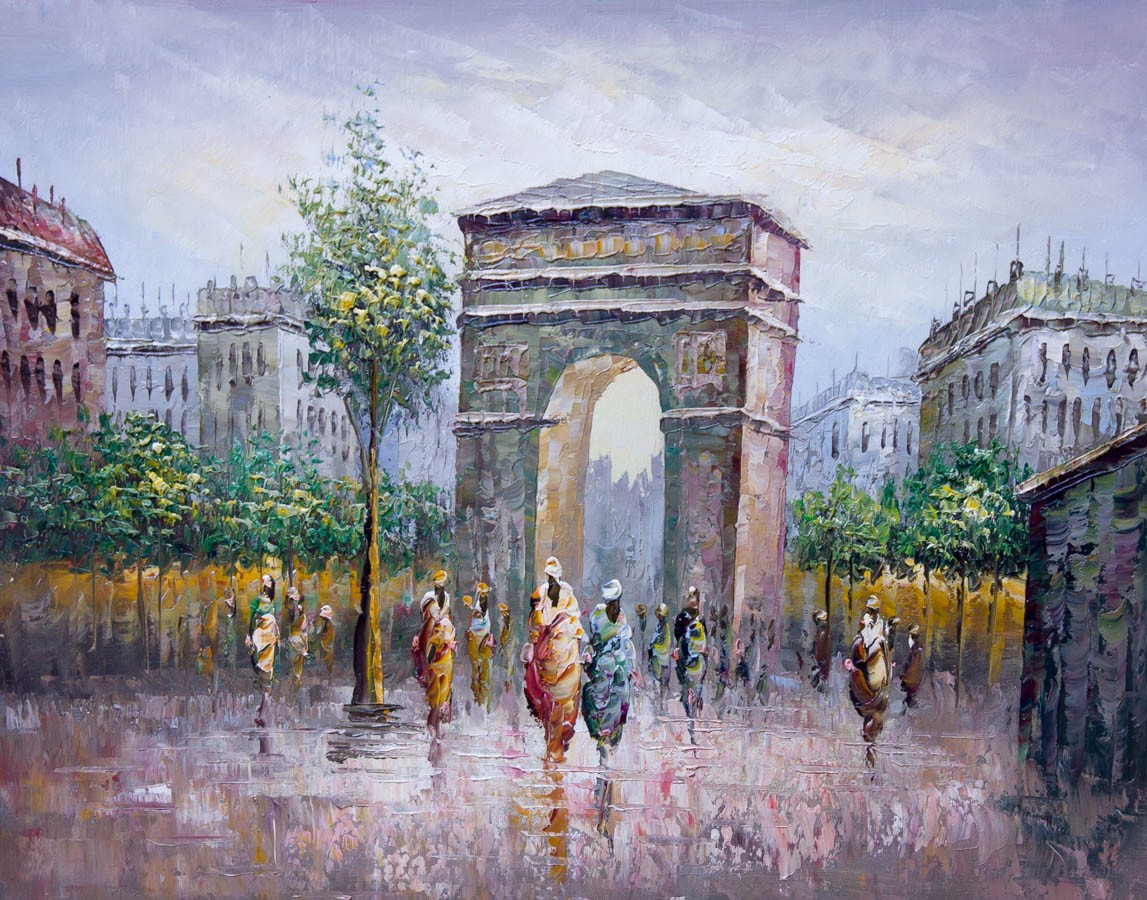 1147x900 Original Contemporary Studio Oil Painting, Paris Street Scene - Paris Street Oil Painting