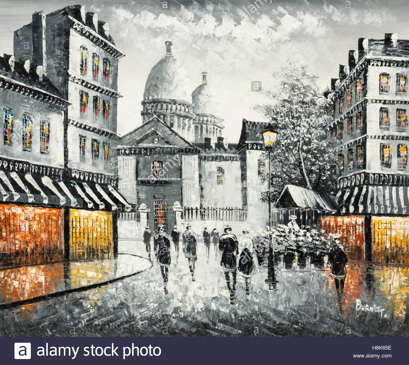 1300x1163 Original Oil Painting On Canvas Of A Paris Street Scene, Signed - Paris Street Oil Painting
