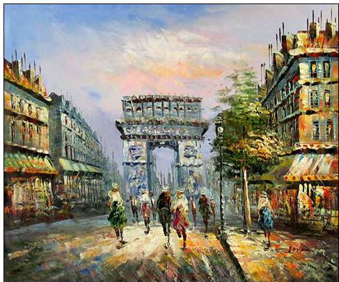 487x405 Paris Street Oil Painting,cities Oil Painting Paris Arch Of Triumph 4 - Paris Street Oil Painting