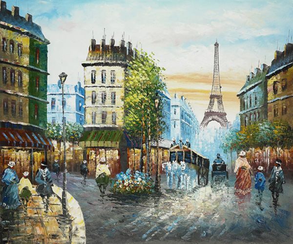 600x500 Hand Painted Oil Painting Reproductions Streetscape, Size 24 X - Paris Street Painting