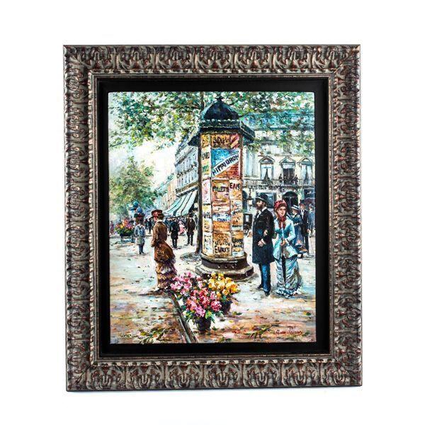 600x600 Paris Street Scene - Paris Street Scene Oil Painting
