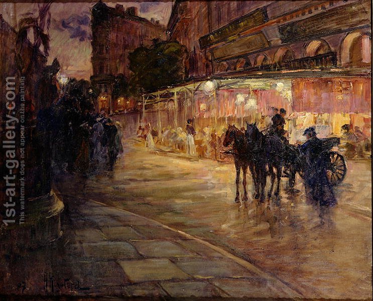 743x600 Paris Street Scene By Night Alexandre Rigotard Reproduction 1st - Paris Street Scene Oil Painting