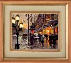300x266 Street Scenes Oil Painting Paris Street For Sale Painting - Paris Street Scene Oil Painting