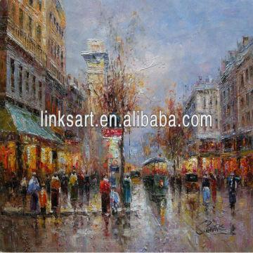 360x360 Modern Art Painting Wall Paint Palette Knife Paris Street Scene - Paris Street Scene Oil Painting