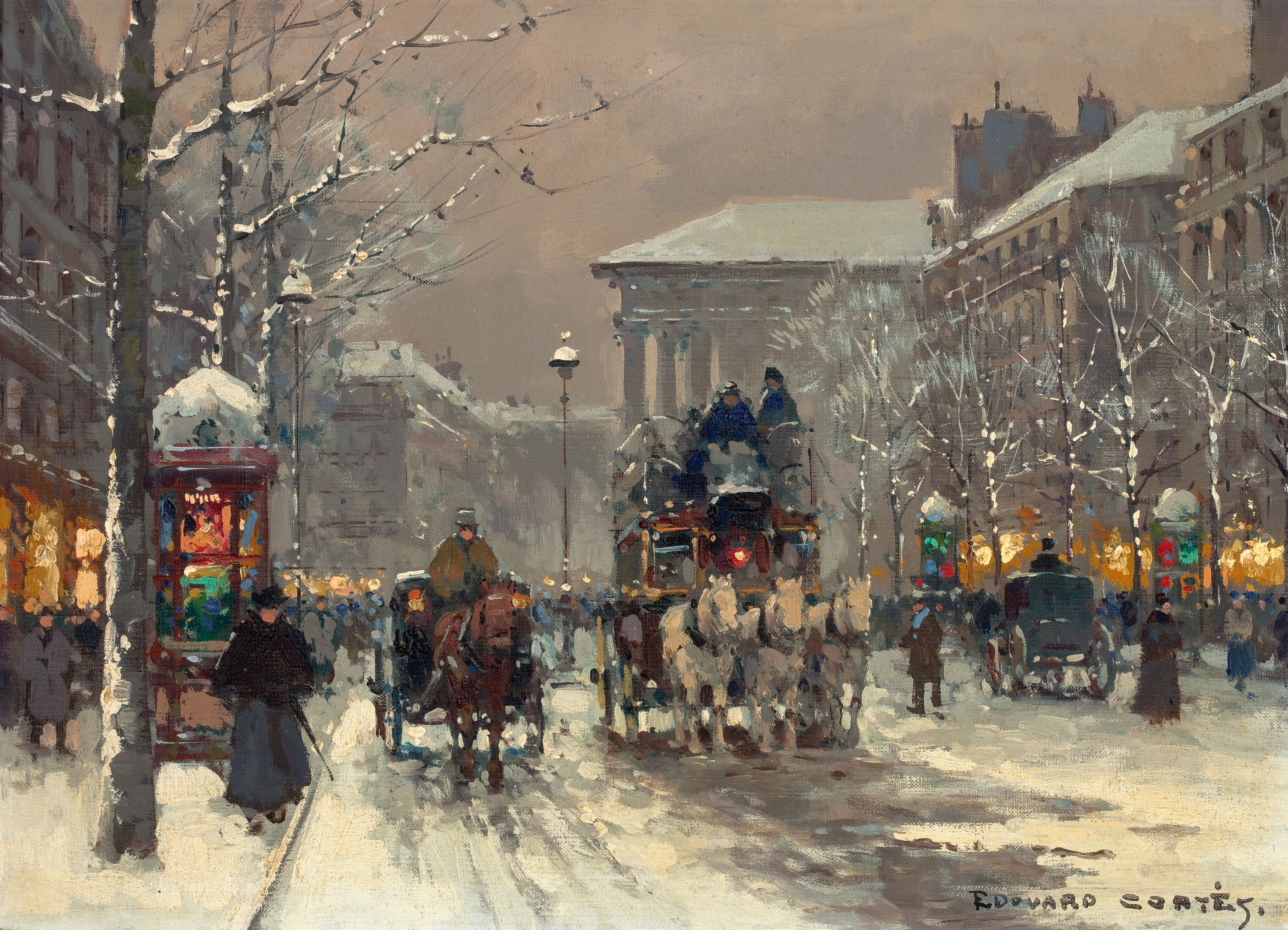 3000x2165 Edouard Cortes Masterpiece Sold By West Highland Art Auctions - Paris Street Scene Oil Painting