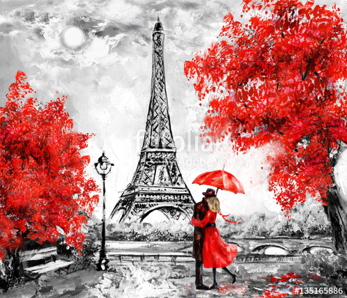 500x429 Oil Painting, Paris. European City Landscape. France, Wallpaper - Paris Umbrella Painting