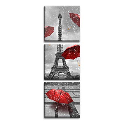 425x425 Paris Eiffel Tower Wall Art Paintings Red Umbrellas - Paris Umbrella Painting
