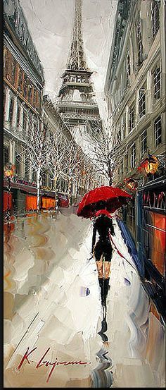 236x553 Ca M'Interesse It Interests Me! Glamour Red - Paris Umbrella Painting