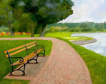 341x270 Park Bench Painting Etsy - Park Bench Painting