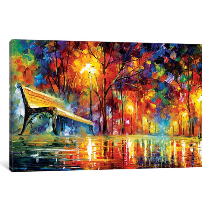 700x700 Winston Porter Colourful Park Bench' Painting Print On Wrapped - Park Bench Painting