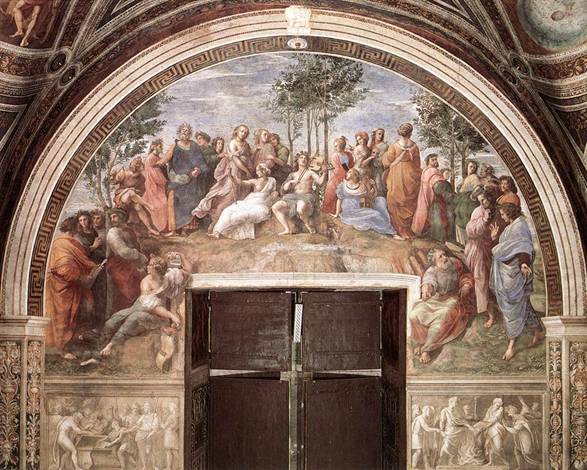 587x470 Mount Parnassus By Raphael - Parnassus Painting