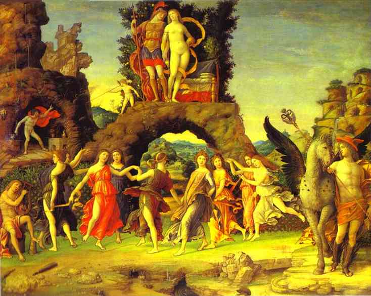 734x585 Mars And Vernus Known As Parnassus Painting Andrea Mantegna Oil - Parnassus Painting