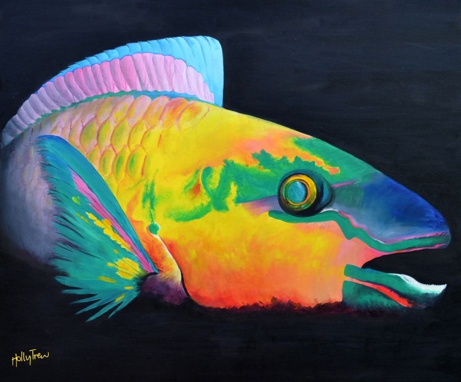 926x768 Parrot Fish Splendour - Parrot Fish Painting