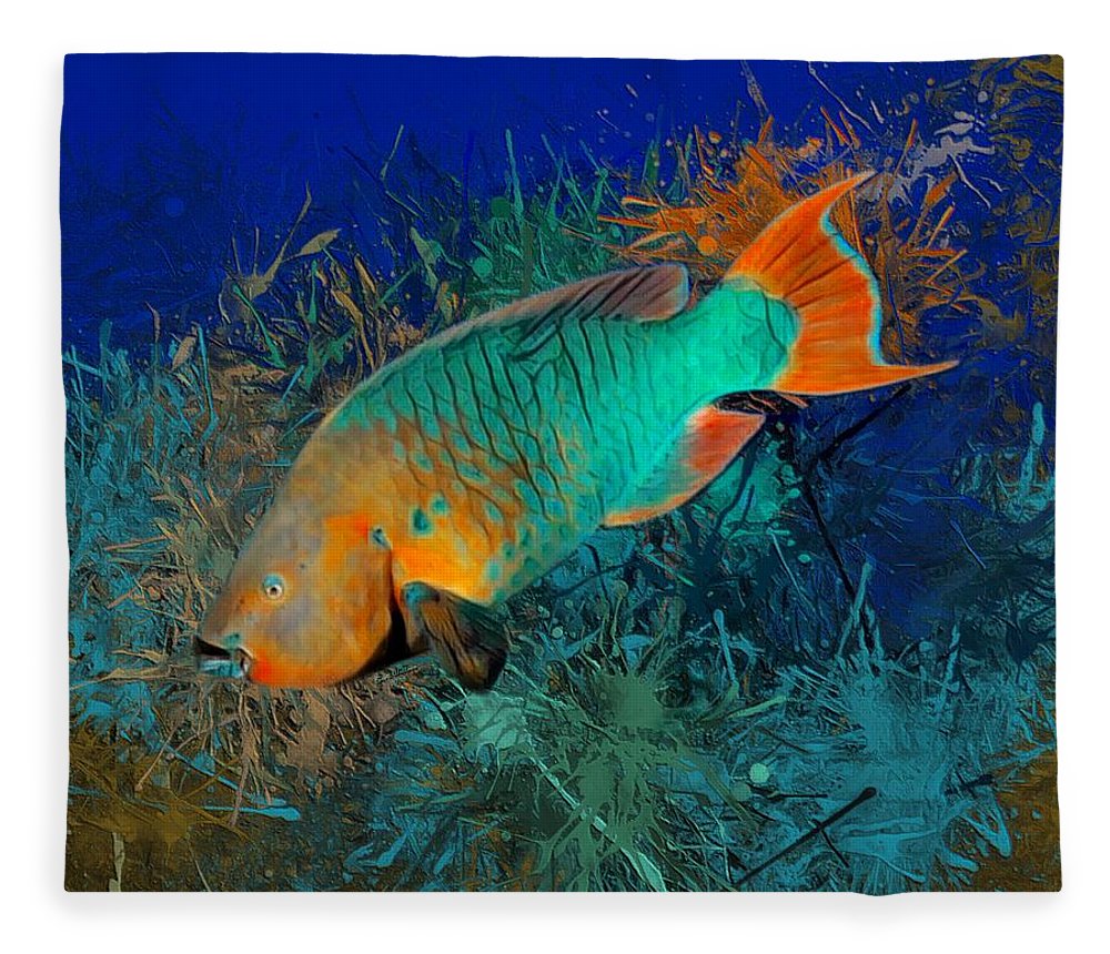 1000x860 Rainbow Parrotfish Painting Fleece Blanket For Sale By Scott - Parrot Fish Painting