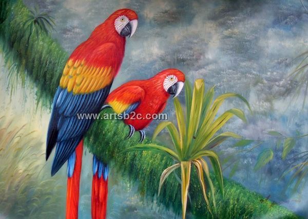 600x426 Classical Animal Oil Painting The Parrot Op Ca20 19 - Parrot Oil Painting