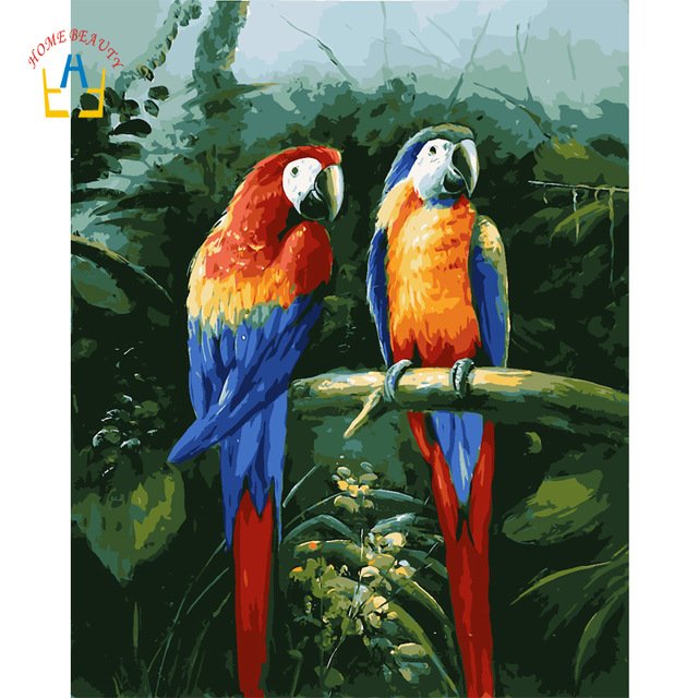 640x640 Diy Oil Painting By Numbers Parrot Modular Pictures For Drawing - Parrot Oil Painting