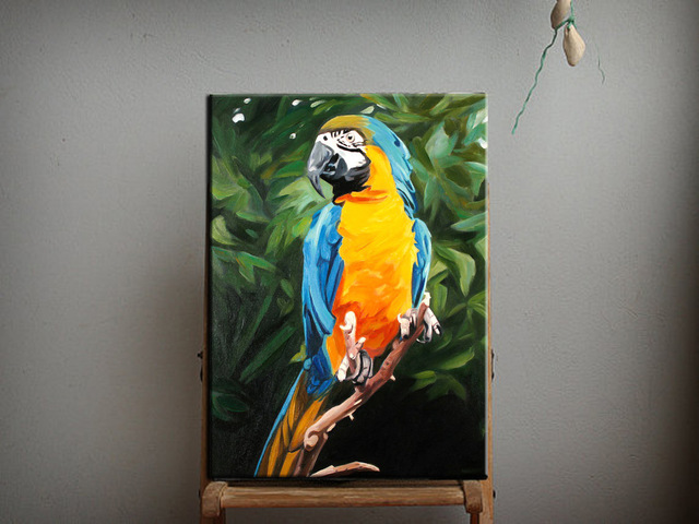 640x480 High Skills Artist Hand Painted Parrot Oil Painting On Canvas - Parrot Oil Painting