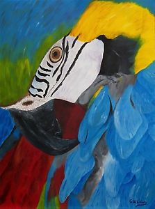 223x300 Macaw Parrot Oil Painting, Bird Painting, Macaw (18 X 24) Ebay - Parrot Oil Painting