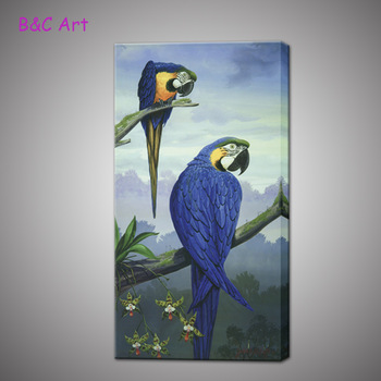 350x350 Beautiful Blue Jungle Parrot Oil Painting Fine Art Painting - Parrot Oil Painting