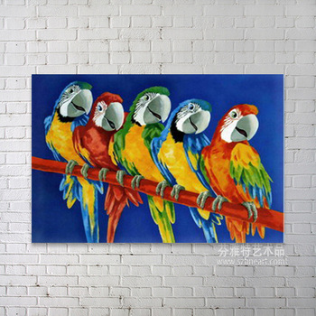 350x350 Beautiful Realistic Animal Oil Painting Of Parrots - Parrot Oil Painting