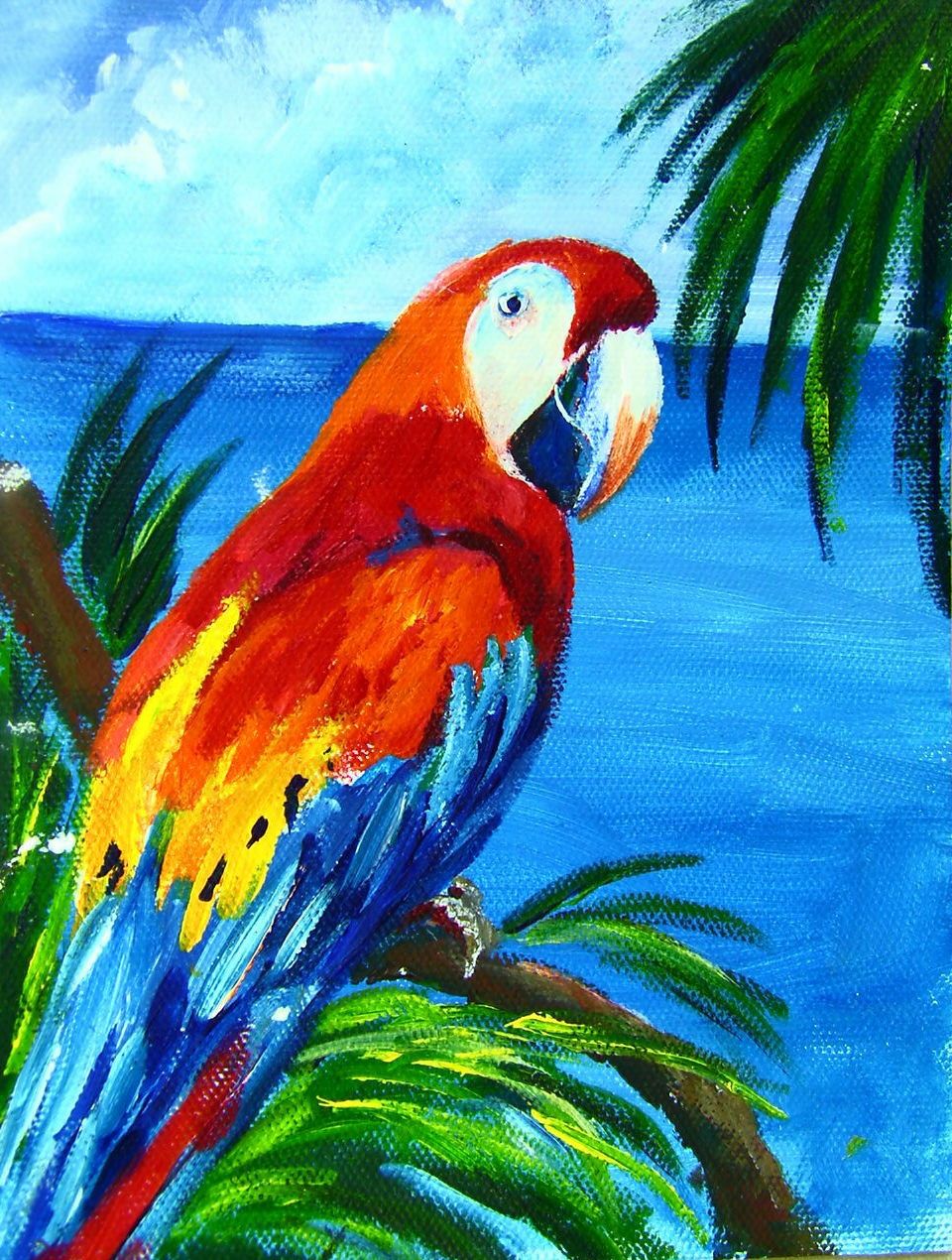960x1270 Red Macaw One Hour Acrylic Painting Lesson (Ginger Cook Live - Parrot Painting