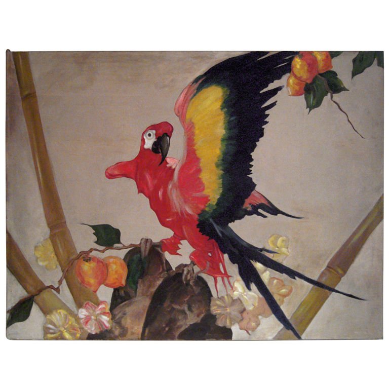 768x768 Large Decorative Scarlet Macaw Parrot Painting By Stark Davis - Parrot Painting Images