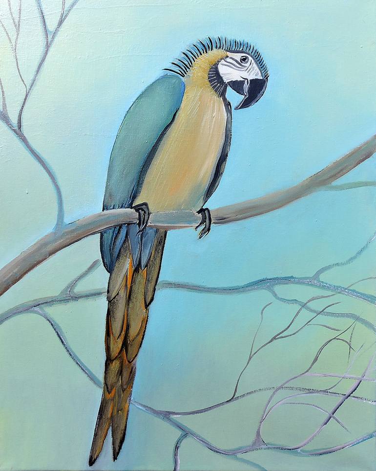 770x963 Saatchi Art Sad Parrot Painting By Lannie Bee - Parrot Painting Images