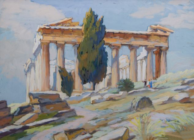 633x457 Parthenon Impressionist Landscape Classical Fine Art Oil Painting - Parthenon Painting