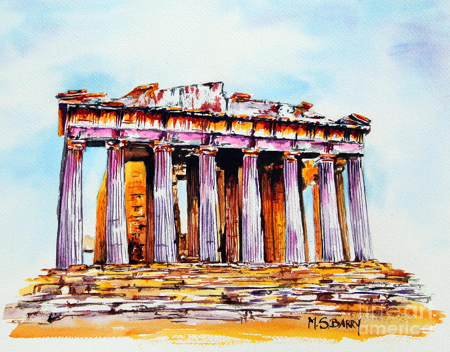 900x705 Parthenon Painting By Maria Barry - Parthenon Painting