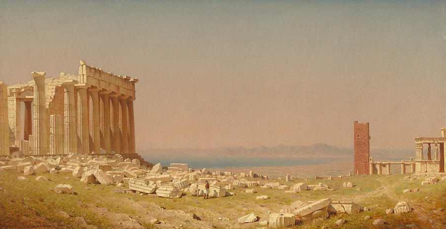 900x463 Ruins Of The Parthenon Painting By Sanford Robinson Gifford - Parthenon Painting