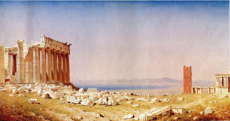 900x475 Sanford Robinson Gifford Ruins Of The Parthenon Painting 50% Off - Parthenon Painting