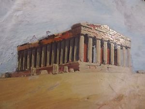 300x225 Vintage Real Painting On 11.5 In Plate Parthenon Athens Greek Not - Parthenon Painting