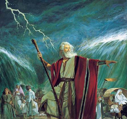 447x417 Moses Parting The Red Sea - Parting Of The Red Sea Painting