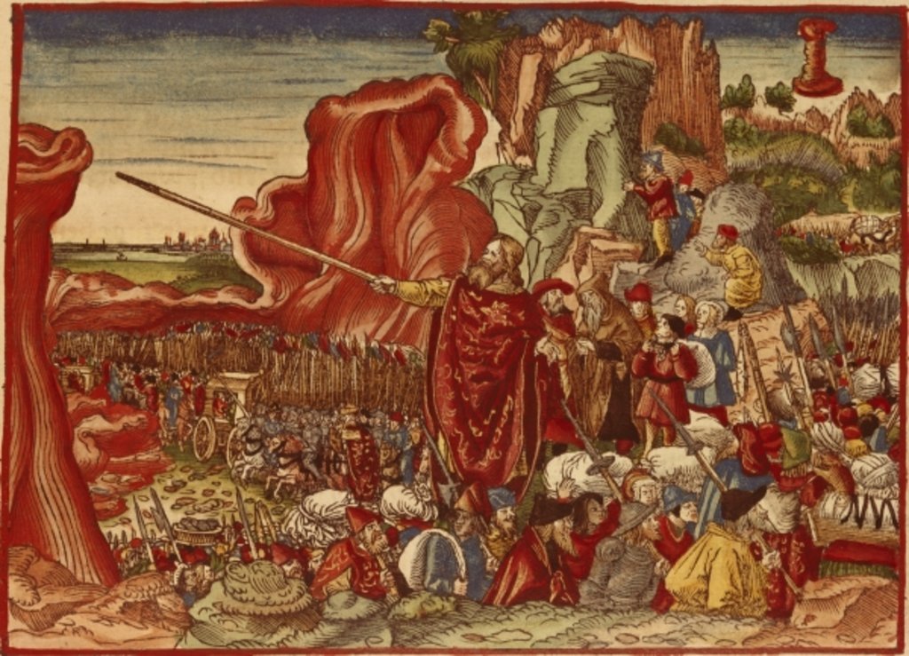1024x739 Moses Parting The Red Sea, Image From The Luther Bible Posters - Parting Of The Red Sea Painting