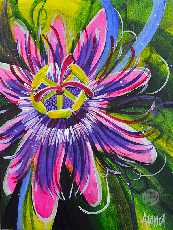 600x800 Paint Along Subjects So Far Shiny Happy Art Online - Passion Flower Painting