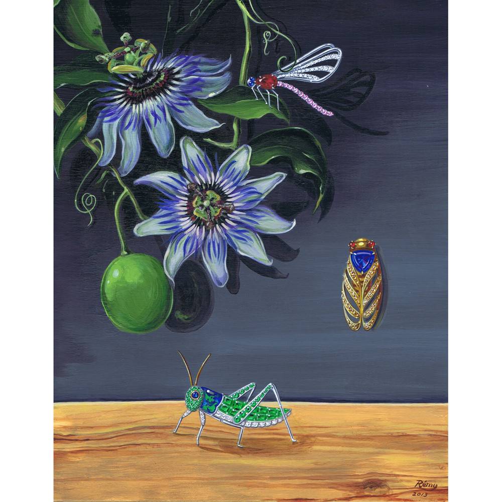 1000x1000 Remy Rotenier Passion Flower And Insects Dolce - Passion Flower Painting