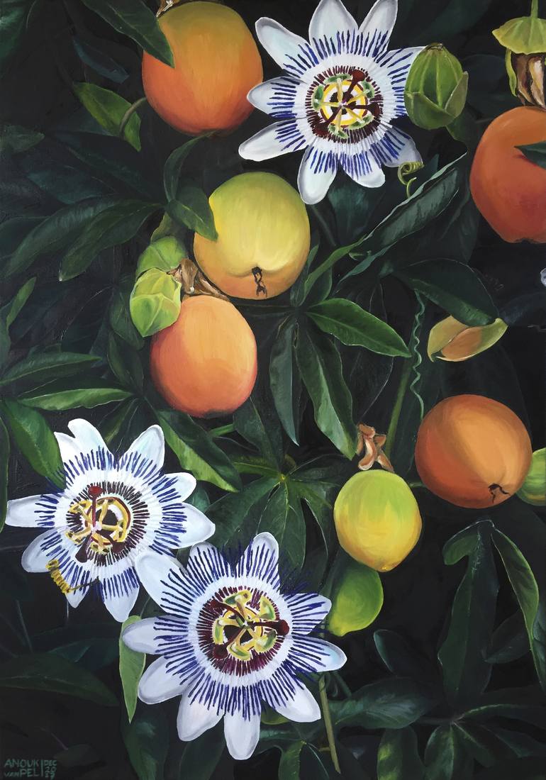 770x1100 Saatchi Art Passion Flower Painting By Anouk Van Pel - Passion Flower Painting