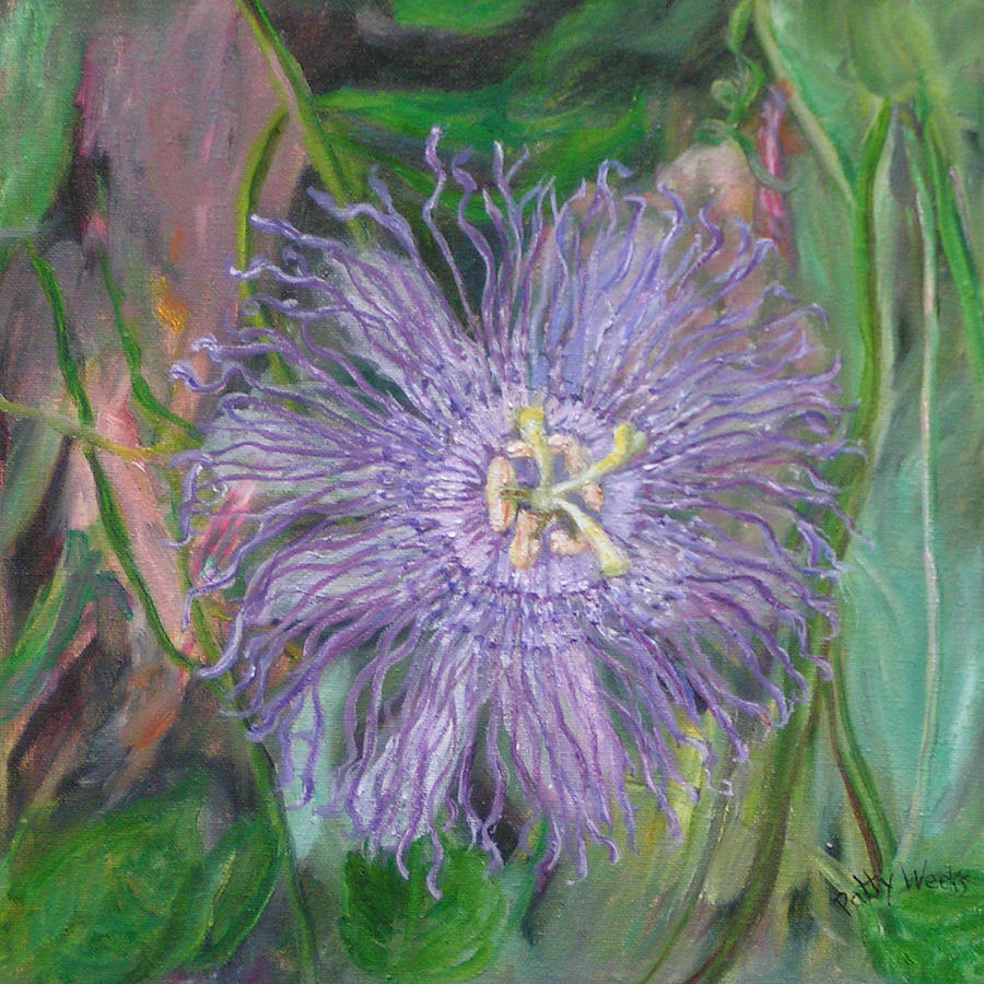 900x900 Florida Passion Flower Vine Painting By Patty Weeks - Passion Flower Painting