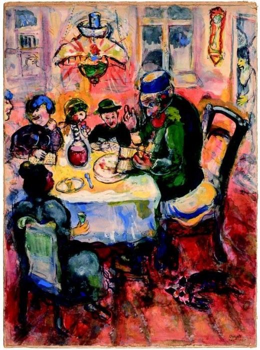 520x700 The Passover Seder And Seder Plate Marc Chagall - Passover Painting