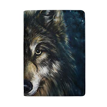 355x355 Coosun Wolf Art Painting Leather Passport Holder Cover Case - Passport Painting