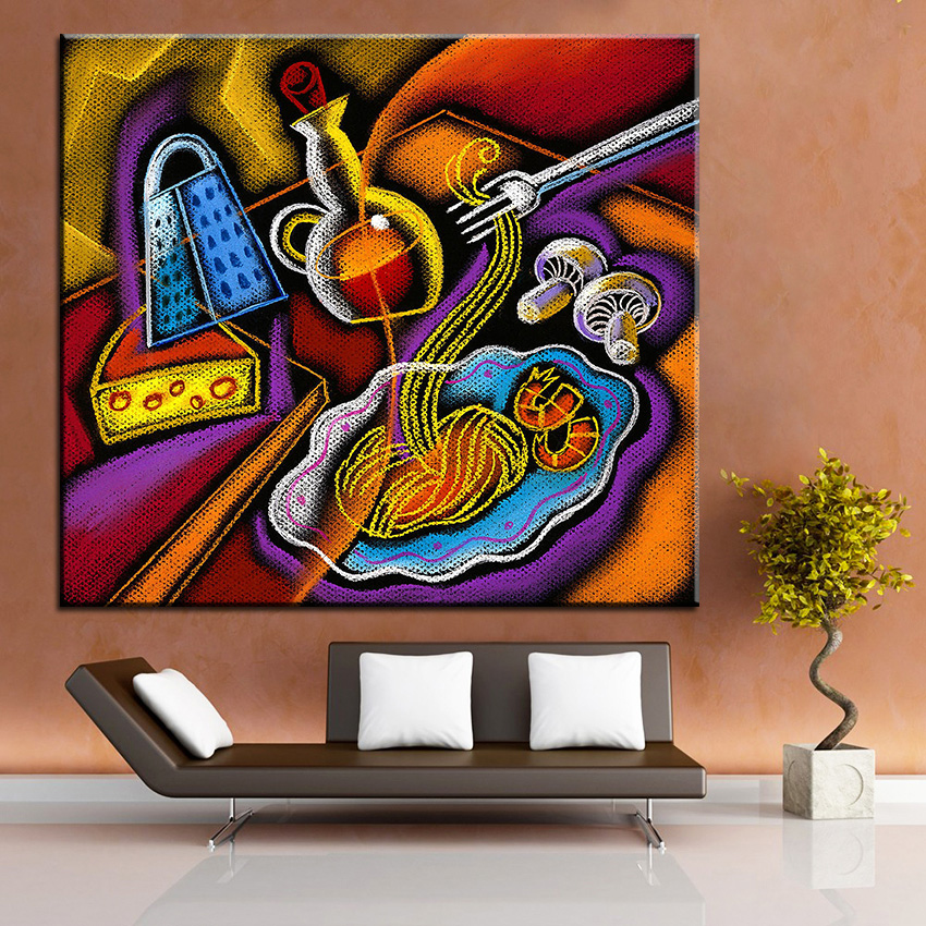 850x850 Large Size Printing Oil Painting Italian Pasta Wall Painting Home - Pasta Painting