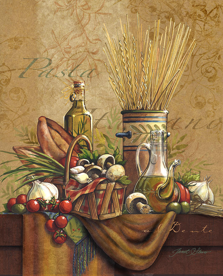 728x900 Pasta Italiano Painting By Janet Stever - Pasta Painting