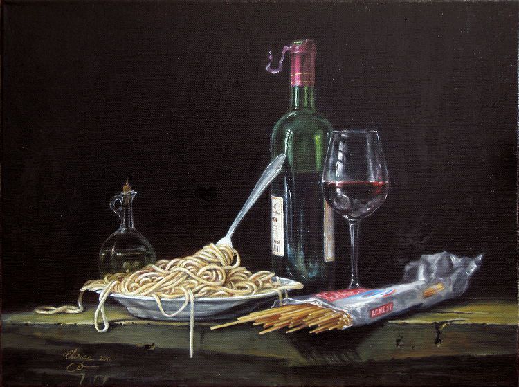 750x559 Commissioned Still Life Paintings Of Cheese, Wine, Pasta And Fruit - Pasta Painting