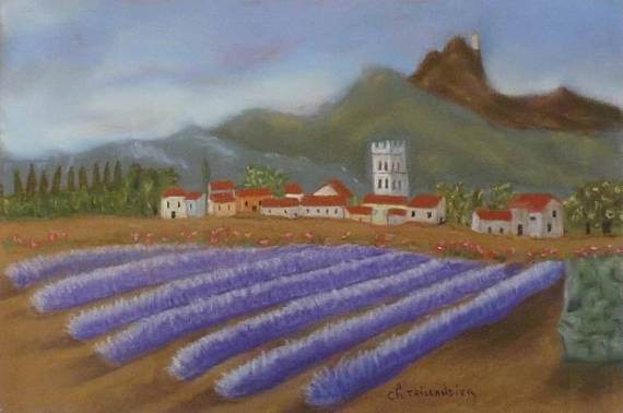 570x378 Lavender Table Pastel Chalk Painting Wall Decor Art Painting - Pastel Chalk Painting